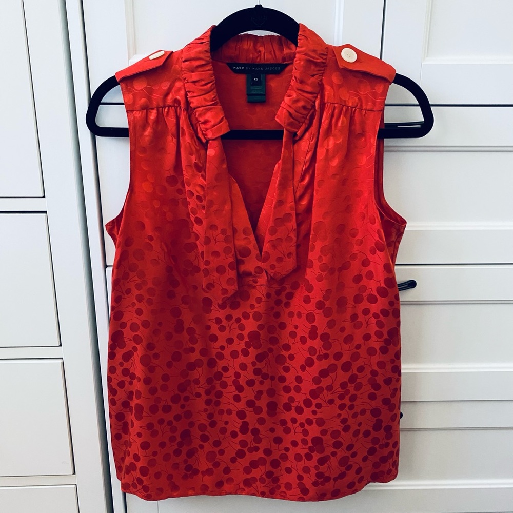 Vintage Marc by Marc Jasobs silk cherry print top